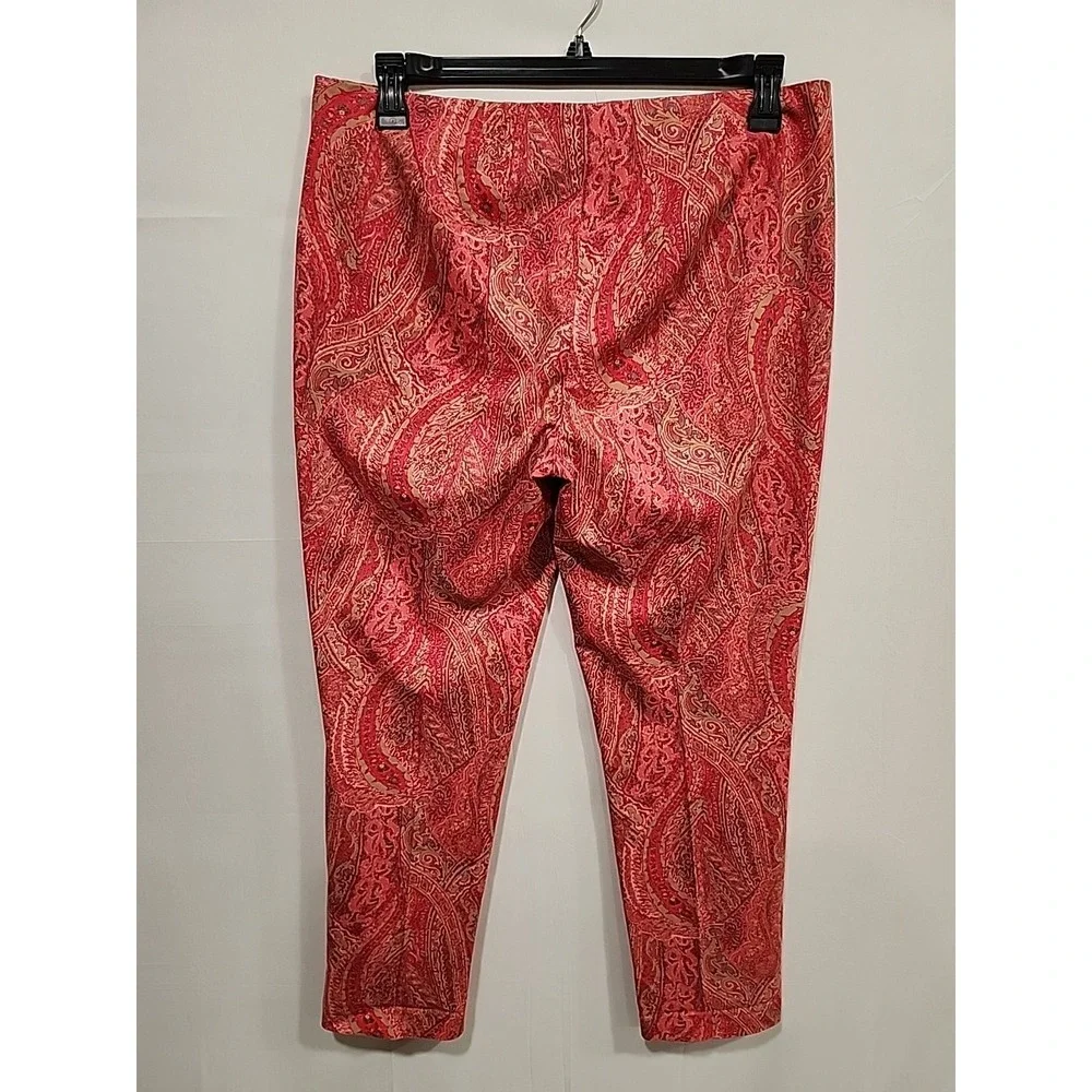 J. Jill Pants Womens Size 12 Red Paisley Stretch, Side Zipper, 27" Inseam - Picture 7 of 7